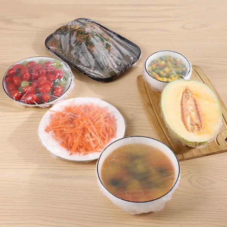 100Pcs Disposable Plastic Bag Food Cover Wrap Elastic Food Bags Lids
