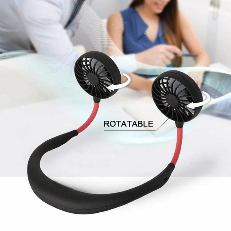 Neck Fan Adjustment Fan Hands-Free Hanging Rechargeable Mini Sports Fans 3 Gears Wearable Sport Fan – Random Color
