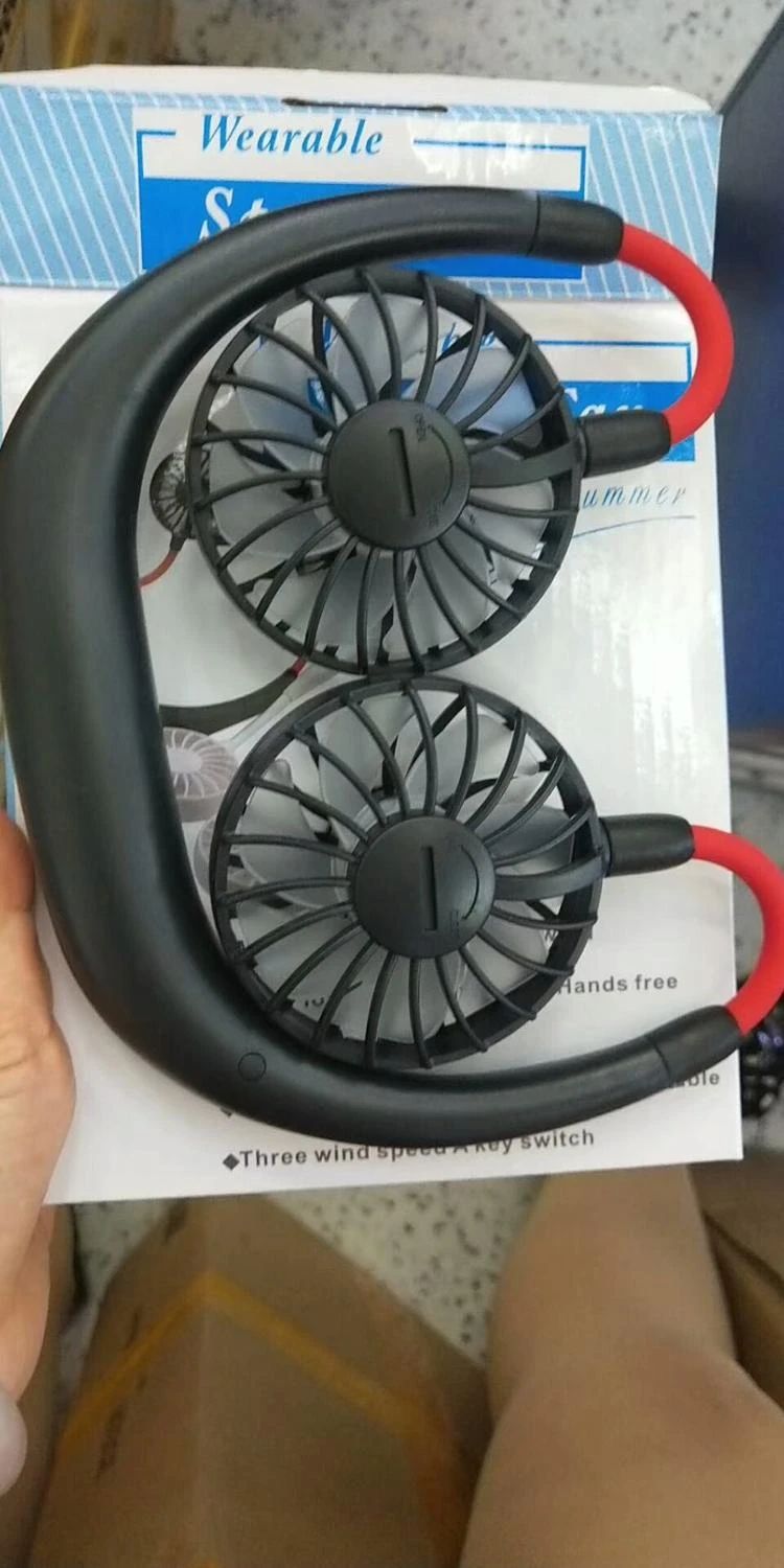 Neck Fan Adjustment Fan Hands-Free Hanging Rechargeable Mini Sports Fans 3 Gears Wearable Sport Fan – Random Color