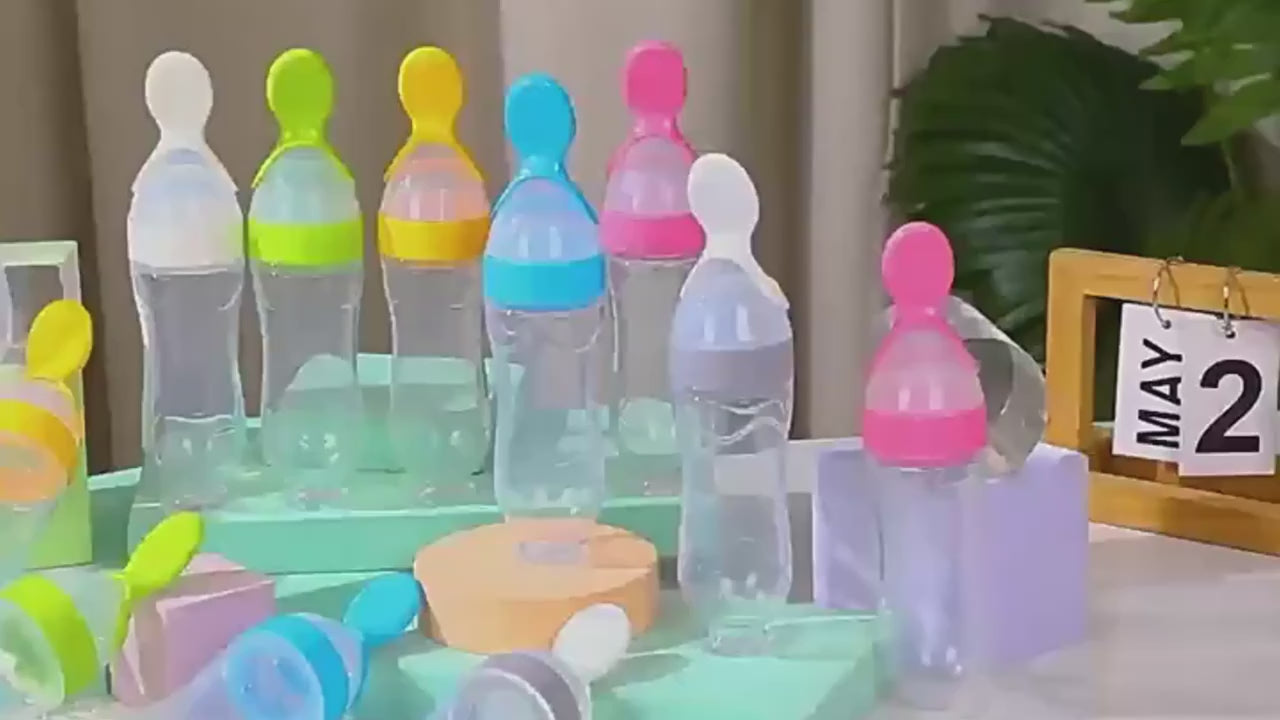 Silicone Baby Bottle With Spoon Fooder