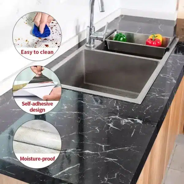 Self Adhesive Marble Sheet For Kitchen / Waterproof Anti Oil & Heat Resistant